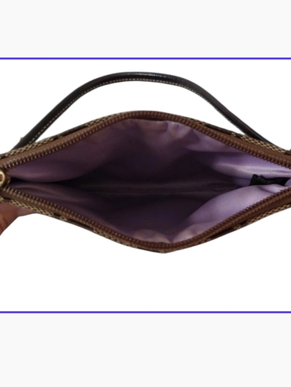 Coach Signature C Canvas Wristlet with Dark Brown Leather Trim - Picture 4 of 5